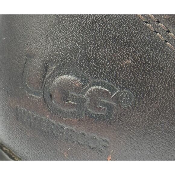 UGG Emalie Stout Brown Leather Bootie Boots Sherpa Insole Women's 7 S/N 1005286 - Picture 10 of 13
